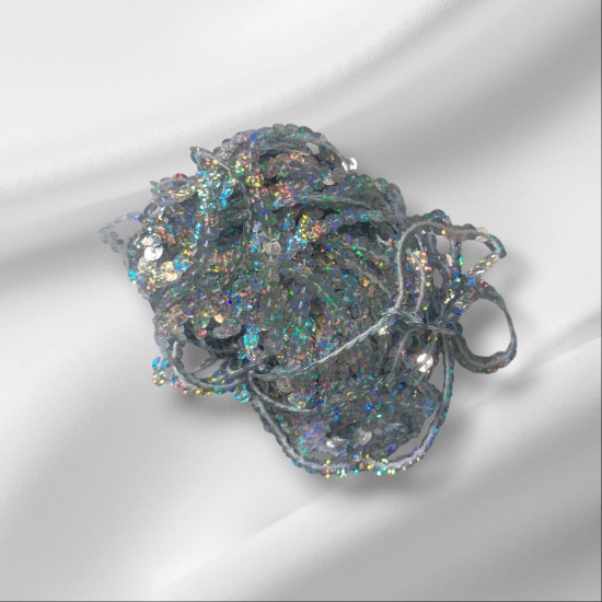 Пайетки на нитке d=6 мм  серебро голография, цена за 10 м